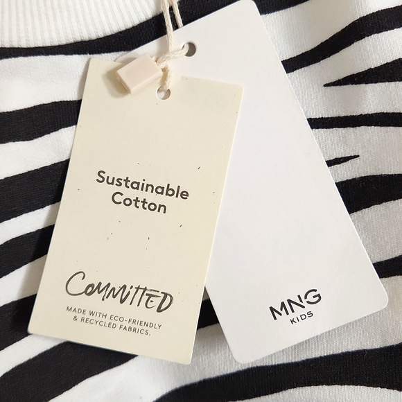 Mango Girls Black & White Zebra Print Sweatshirt, Size 5/6 ~ NWT - Picture 8 of 9